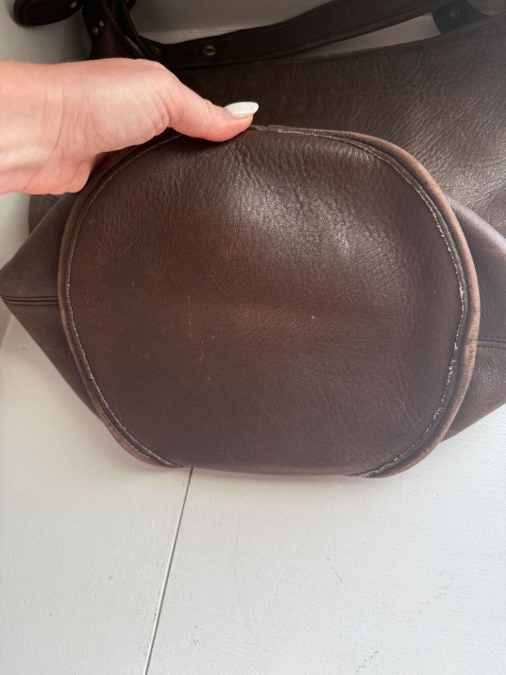 Coach Vintage Brown Leather Bucket Bag Duffel Sac 13" x 14" x 9" [jb] - Picture 7 of 7